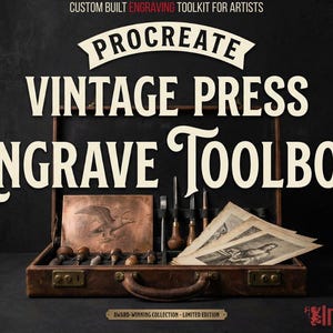 Pinceles de prensa vintage para Procreate: 200 texturas retro para grabado y estampación