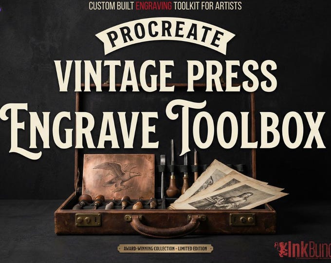 Vintage Press Procreate Brushes: 200 Retro Printmaking & Engraving Textures