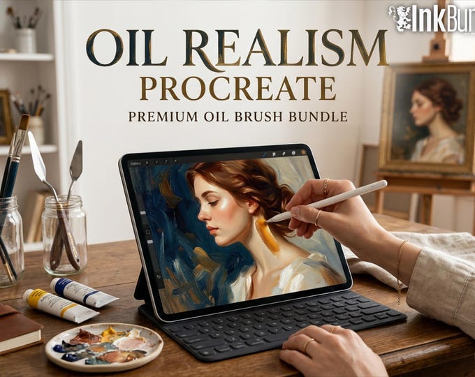 Master Oil Procreate Brush Set: 66 Custom Brushes, 4 Canvases
