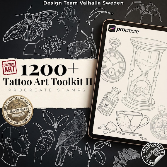 1100+ The Tattoo Art Toolkit 2.0 — Procreate Stencils & References | Neo‑Traditional Semi‑Real Assets
