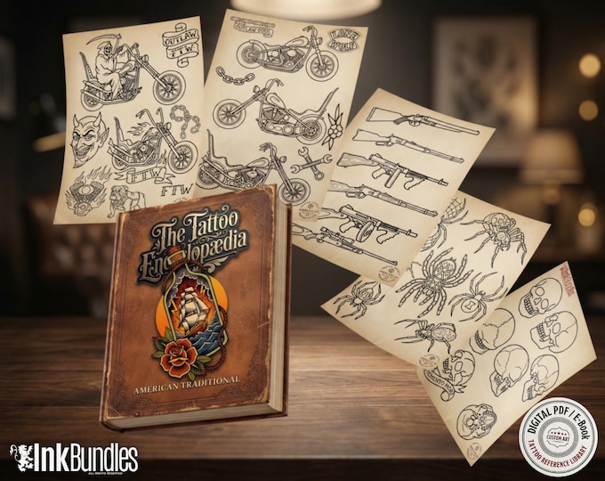 Tattoo Reference Book PDF, High-Res Flash Art, Digital Tattoo eBook, Traditional Neo Trad