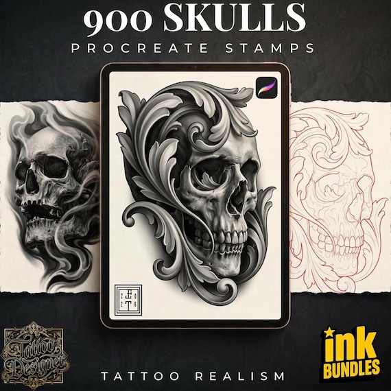 The skull project, 920 custom skull designs for Procreate