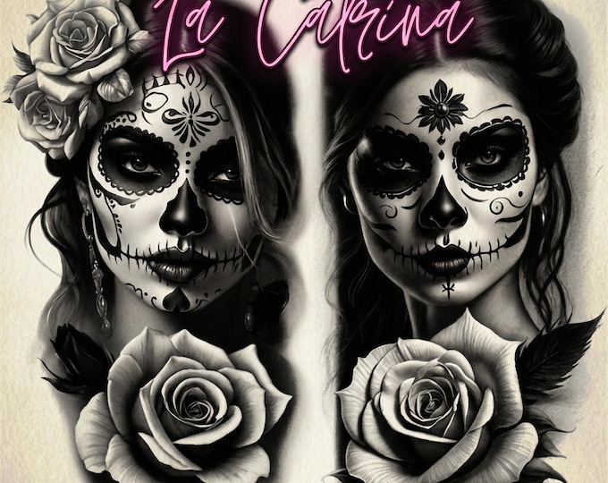 La Catrina 120 designs, 60 references ( + 60 stencils ) custom made art