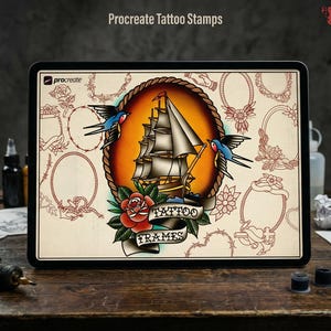 Procreate, Tattoo Frame kit ~ 140+ elements