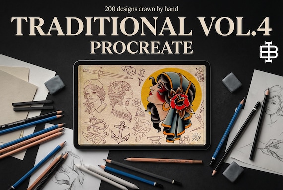 Procreate, Tattoo ideas vol.2 & vol.3 ~ 200+ custom designs