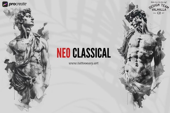 Neo classical, custom fine art tattoo references, pdf & 100 procreate stamp brushes