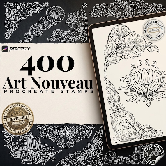 Art Nouveau Procreate Kit: ~400  Stamp Brushes (PDF)