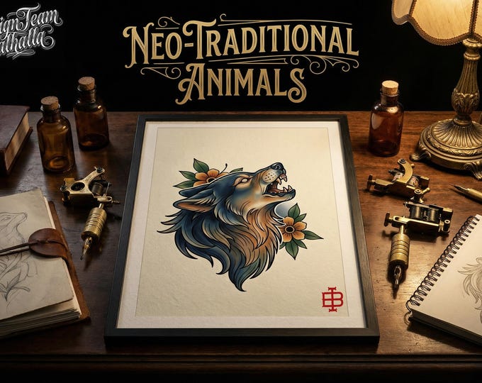 Neo-traditional Animal templates, 170+ original designs