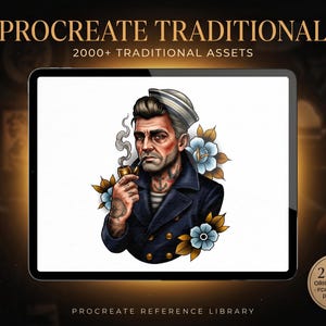 PROCREATE The Traditional Artist  - 2500+ files, Old School Tattoo Flash Creative Kit, Original Stencils