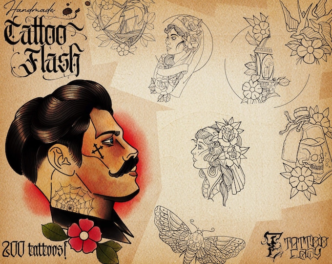Artist’s favorite tattoo flash ~ 200 hand made tattoos ( images )