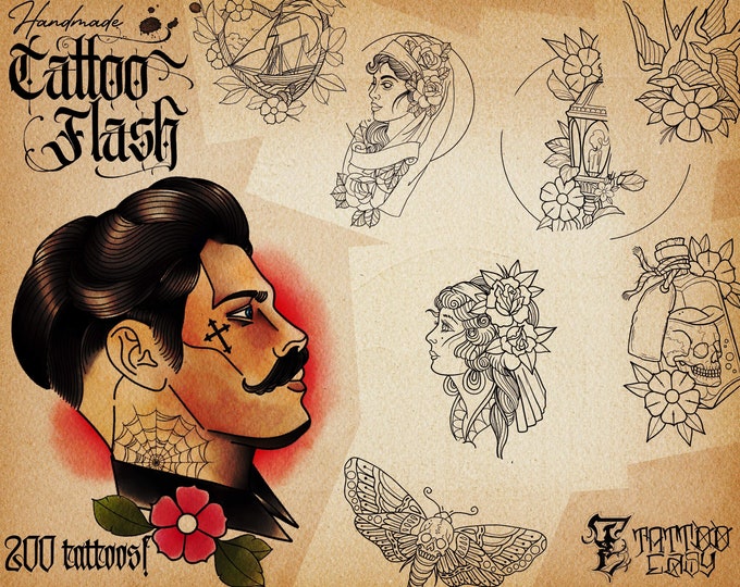 Artist’s favorite tattoo flash ~ 200 hand made tattoos ( images )