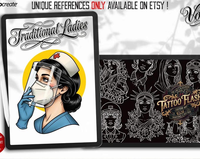 Traditional ladies volume 3, tattoo flash art 85 ladies