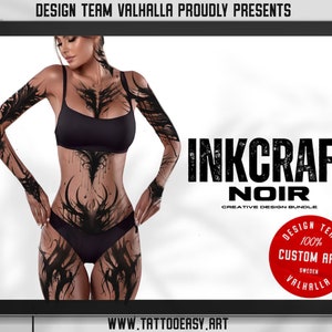InkCraft Noir ~ Dark goth inspired ink designs, calligraphy art, XL creative bundle for Procreate 180+ stamps