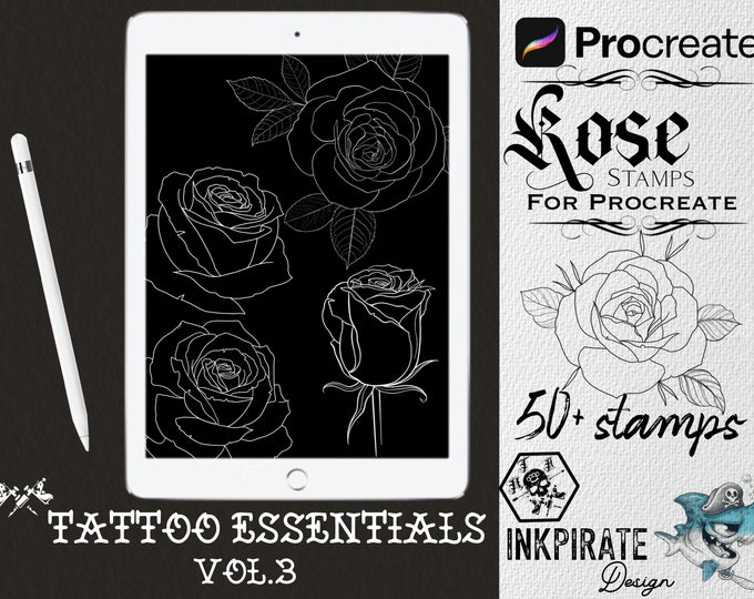 Procreate Rose references ! Roses, leaves and some extras! 60+ stamps