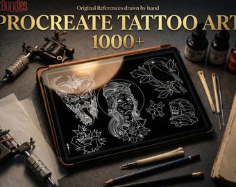 Procreate ~ XL hand drawn tattoo collection, 1000 designs (!)