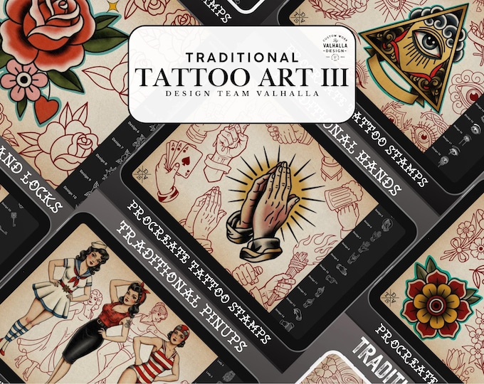 Traditional Tattoo Art vol.3 - custom art, digital download Procreate Stencils