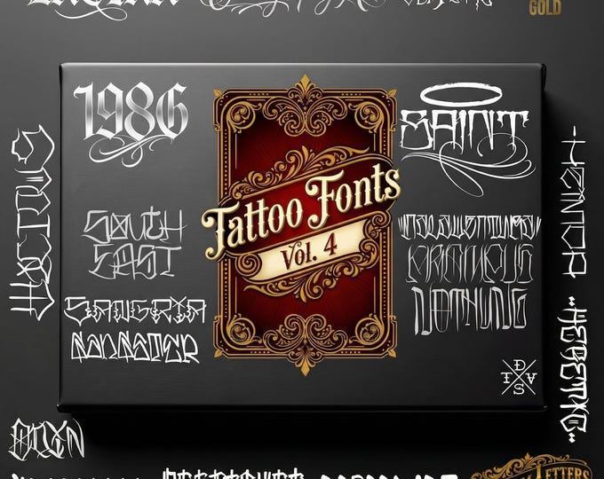 Tattoo fonts vol.4 1000+ designs - Procreate | Cholo Chicano ( digital download ) lettering art