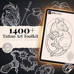 Procreate Tattoo Art Toolkit: 1200+ Custom Stamps & Brushes (Digital Download)