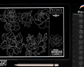 Procreate Flower Stamp Peony Brush Set - Etsy