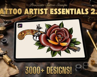 Procreate Tattoo Stamps Brush Set: 3000+ Artist Essentials - PNG & Brushes