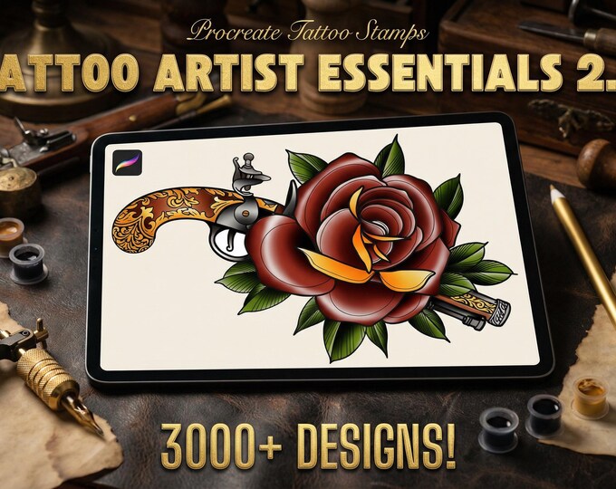 Procreate Tattoo Stamps Brush Set: 3000+ Artist Essentials - PNG & Brushes