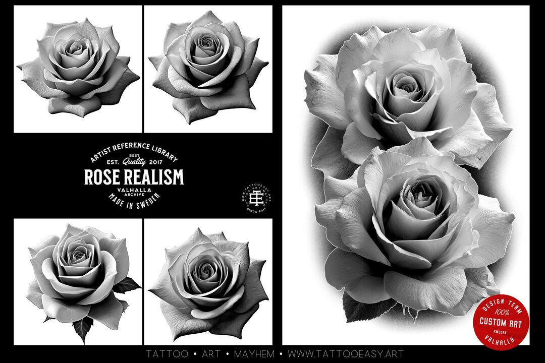 Rose Realism Procreate Stamps: 100+ Rose PNG Clipart, Artist Reference ...