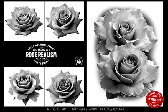 Rose Realism Procreate Stamps: 100+ Rose PNG Clipart, Artist Reference Library