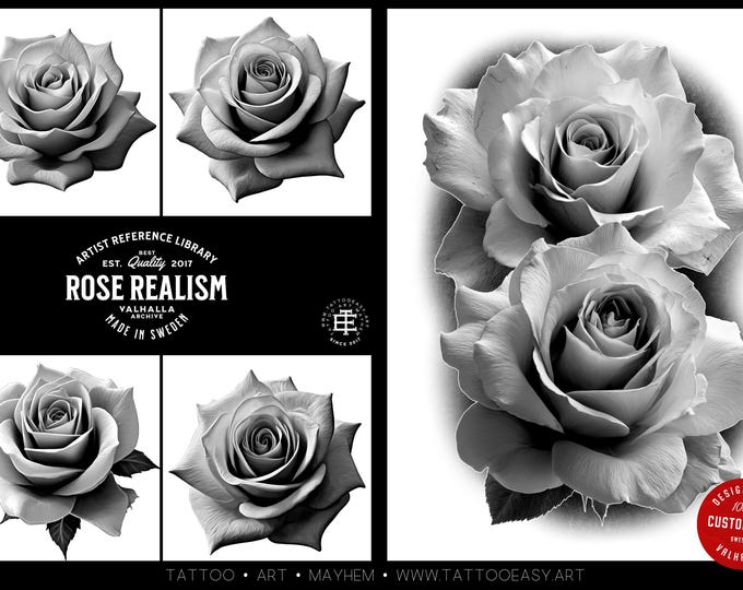 Rose realism, transparent Png clipart files & Procreate version included, high quality custom assets, Rose reference library for artists