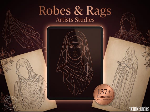 Procreate Robes & Rags | original art | Folds Of Fury | Tattoo references