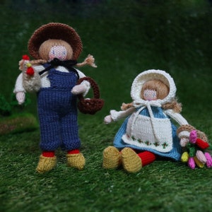 Country Girl + Tulip Girl  knit doll pattern , Youtube Tutorial ,PDF pattern