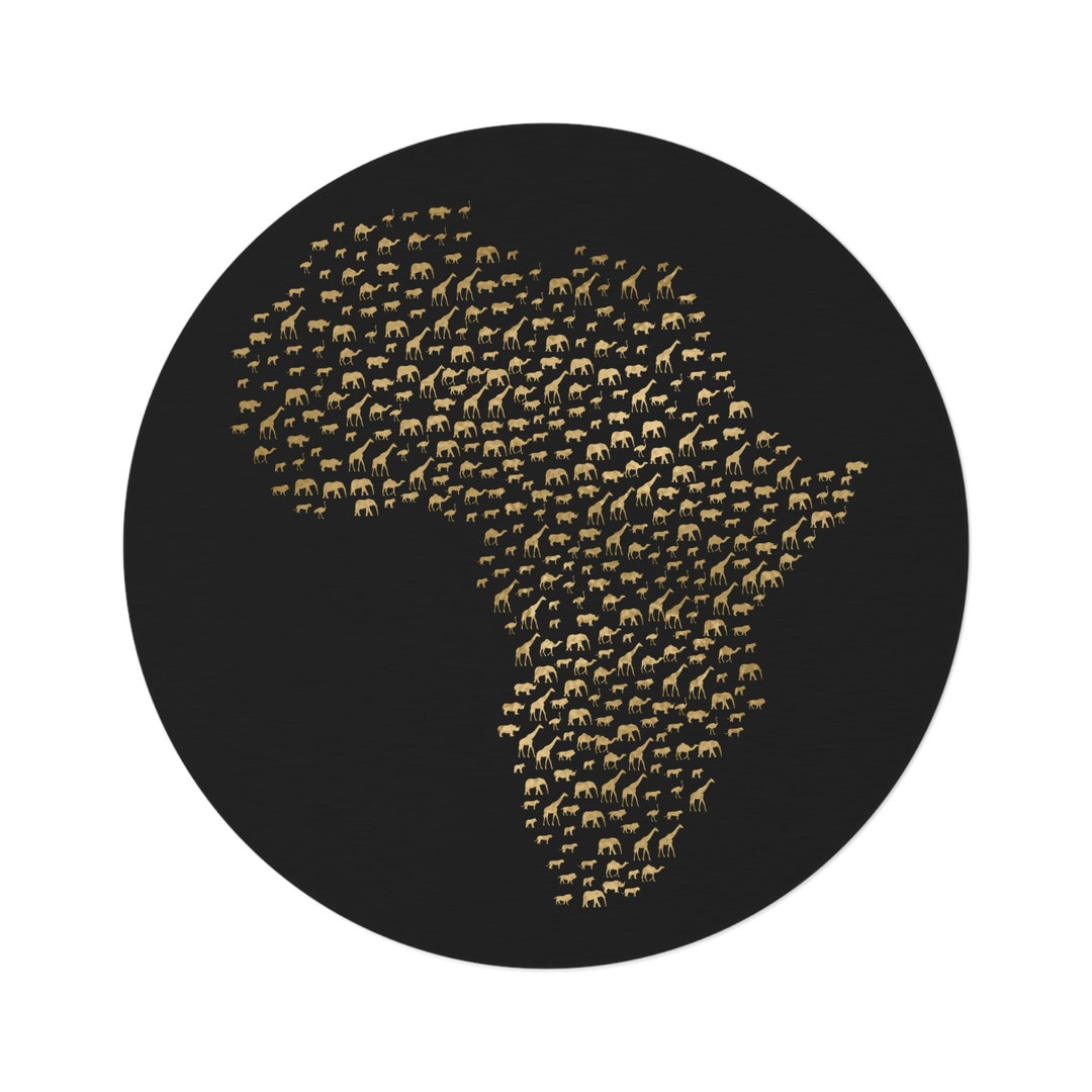 Gold Round Rug of Africa Art Africa Rug Africa Decor Africa Home Decor
