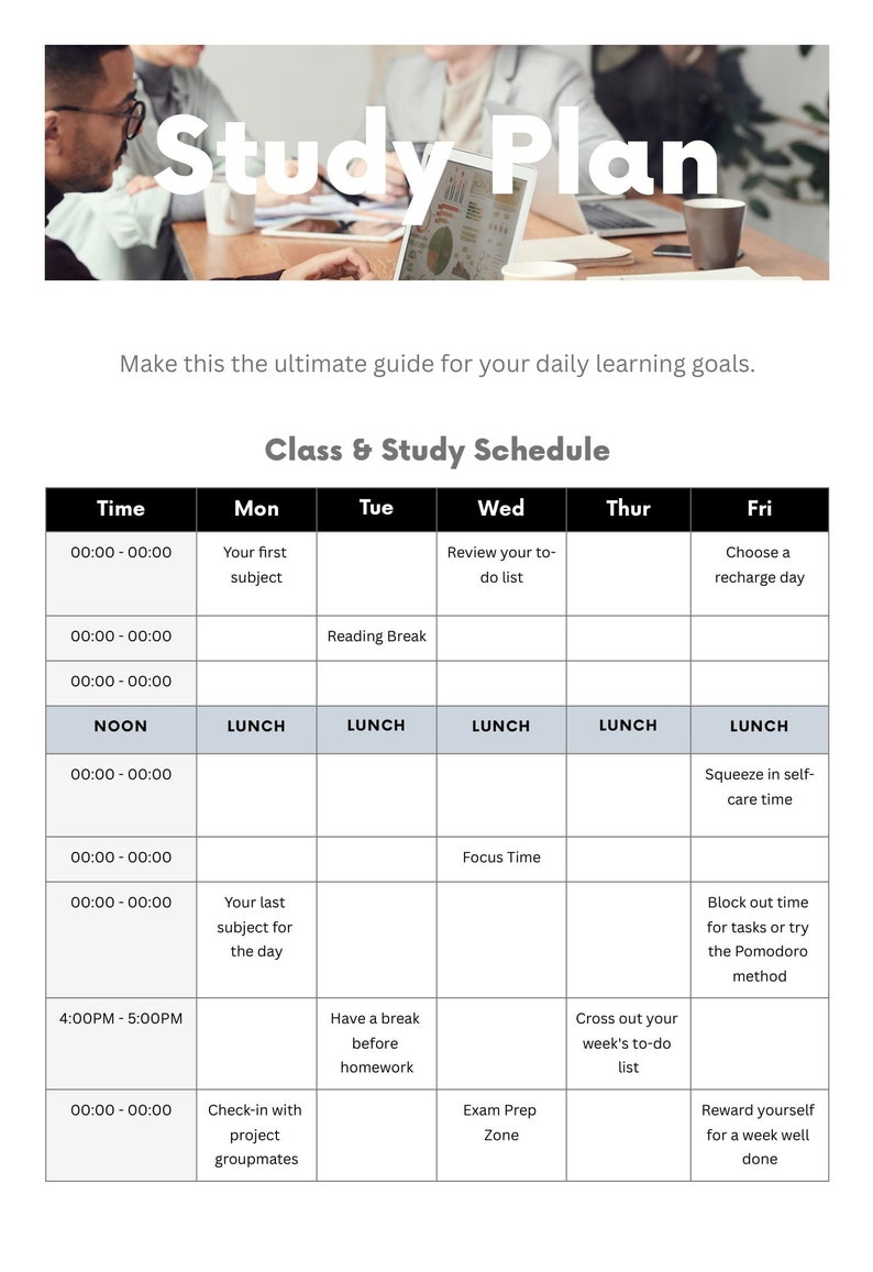 Easy Digital Study Plan Guide Template Etsy