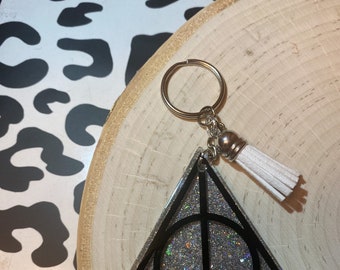 Deathly Hallows Inspired Keychain Wizard Keyring Magic Bag Charm Potter Inspired Keychain in a Velvet Gift Bag Birthday Christmas Gift