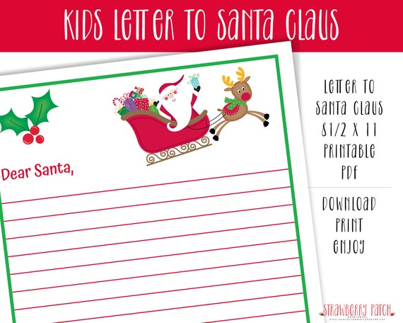 Kids Printable Letter to Santa Printable Letter to Santa