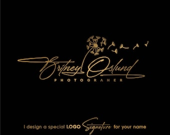 Elegant Dandelion Logo Design: Custom Handwritten Logos, Minimal Logo