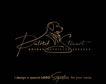 Pet Golden Retriever Logo Design, Golden Retriever Handwritten Logo, Dog Pet Logo, Golden Retriever  Signature Logo, Pet Handwritten Logo