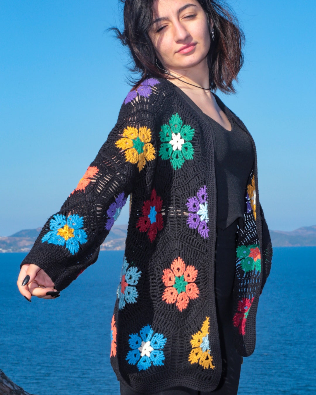 トップス howdy. flower crochet cardigan トップス howdy. flower crochet cardigan Flower of life Daisy Hexi