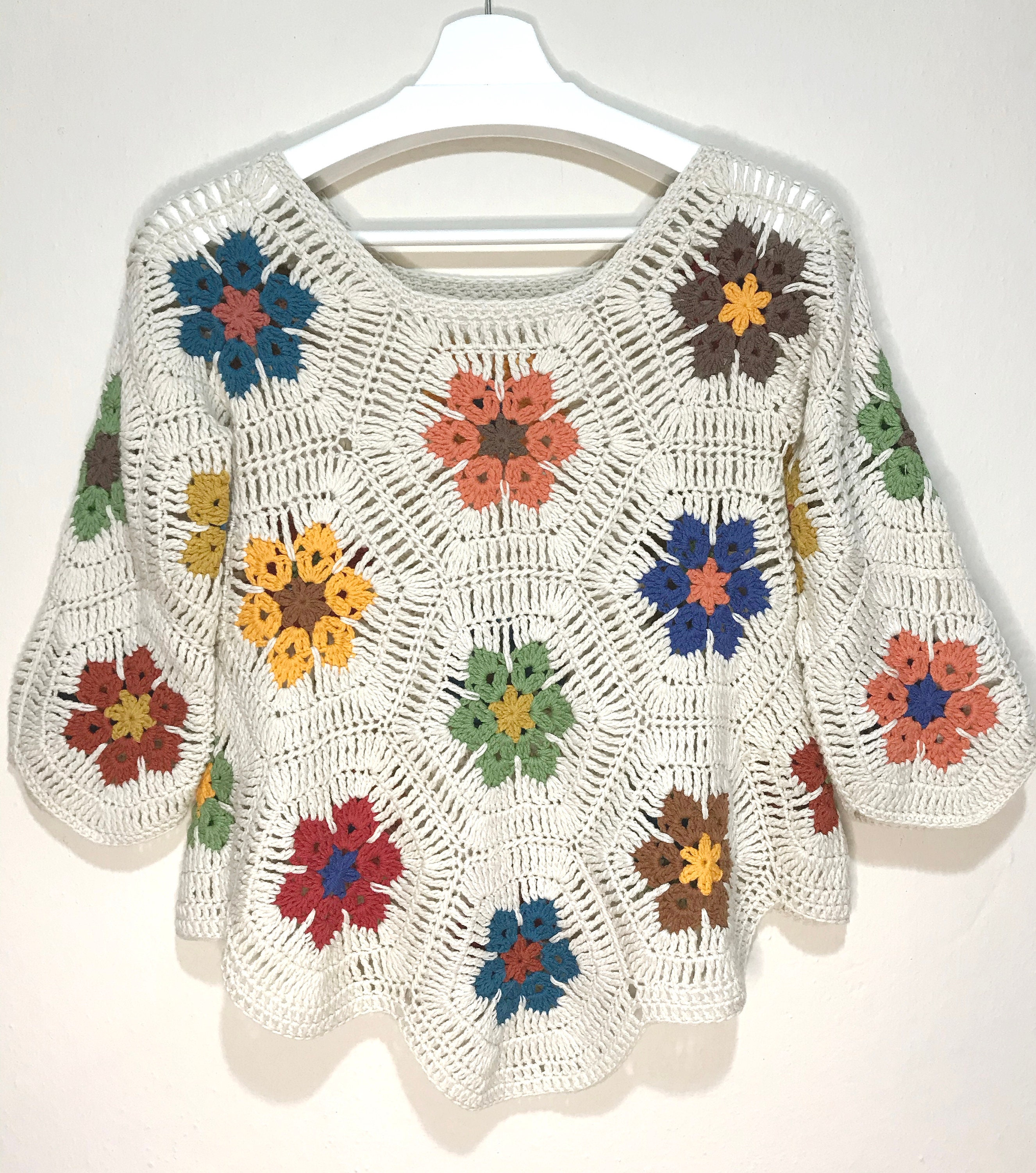Granny Square Hippie Style Sweater 