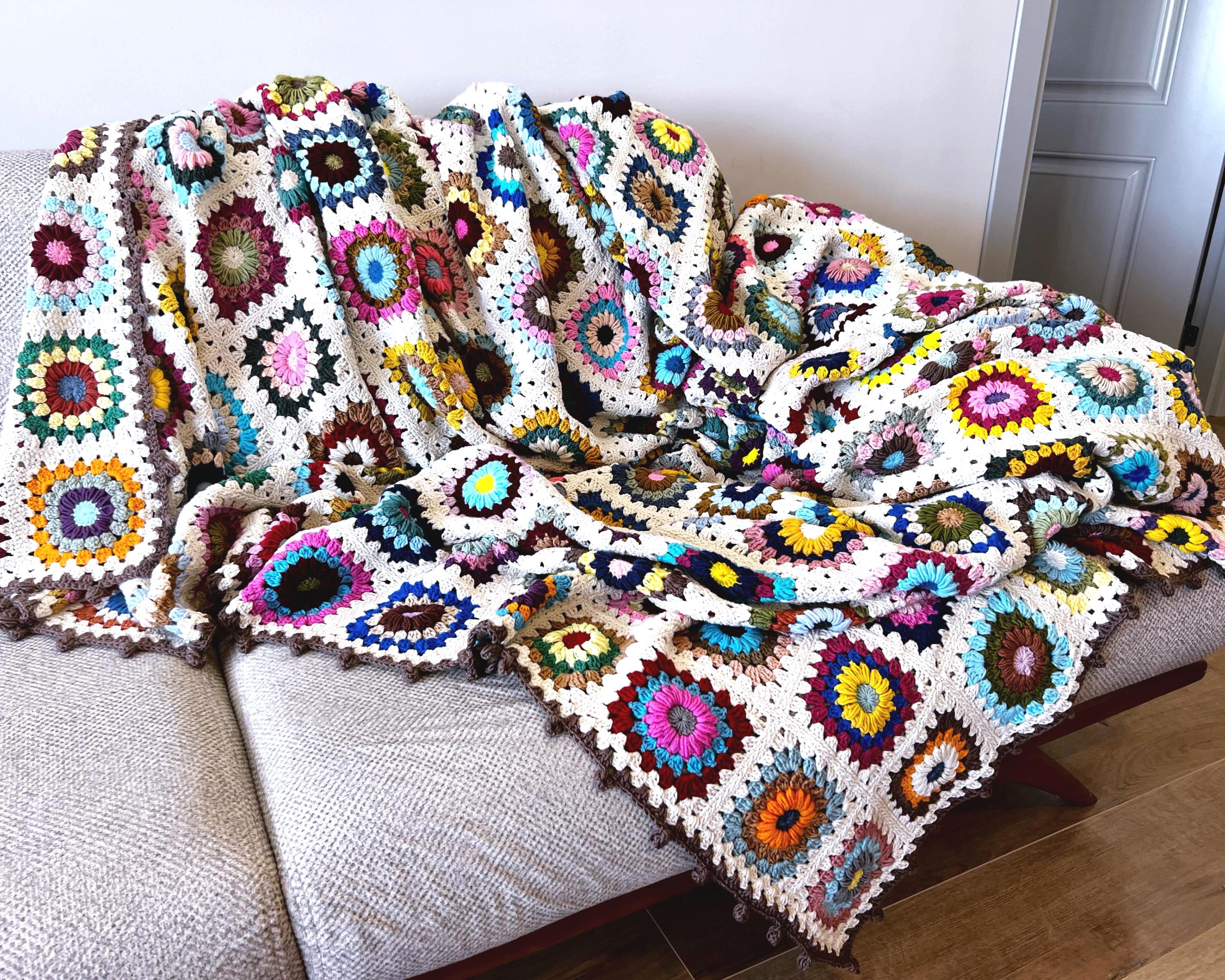 USA Vintage Granny Blanket Granny Square Sampler Blanket Pattern