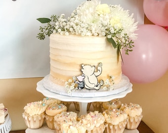 Winnie the Pooh Paper Cake Topper/pooh & Piglet Daisy Flowers/classic Bear  Baby Shower/birthday/floral Centerpiece/photo Prop/smash Cake 