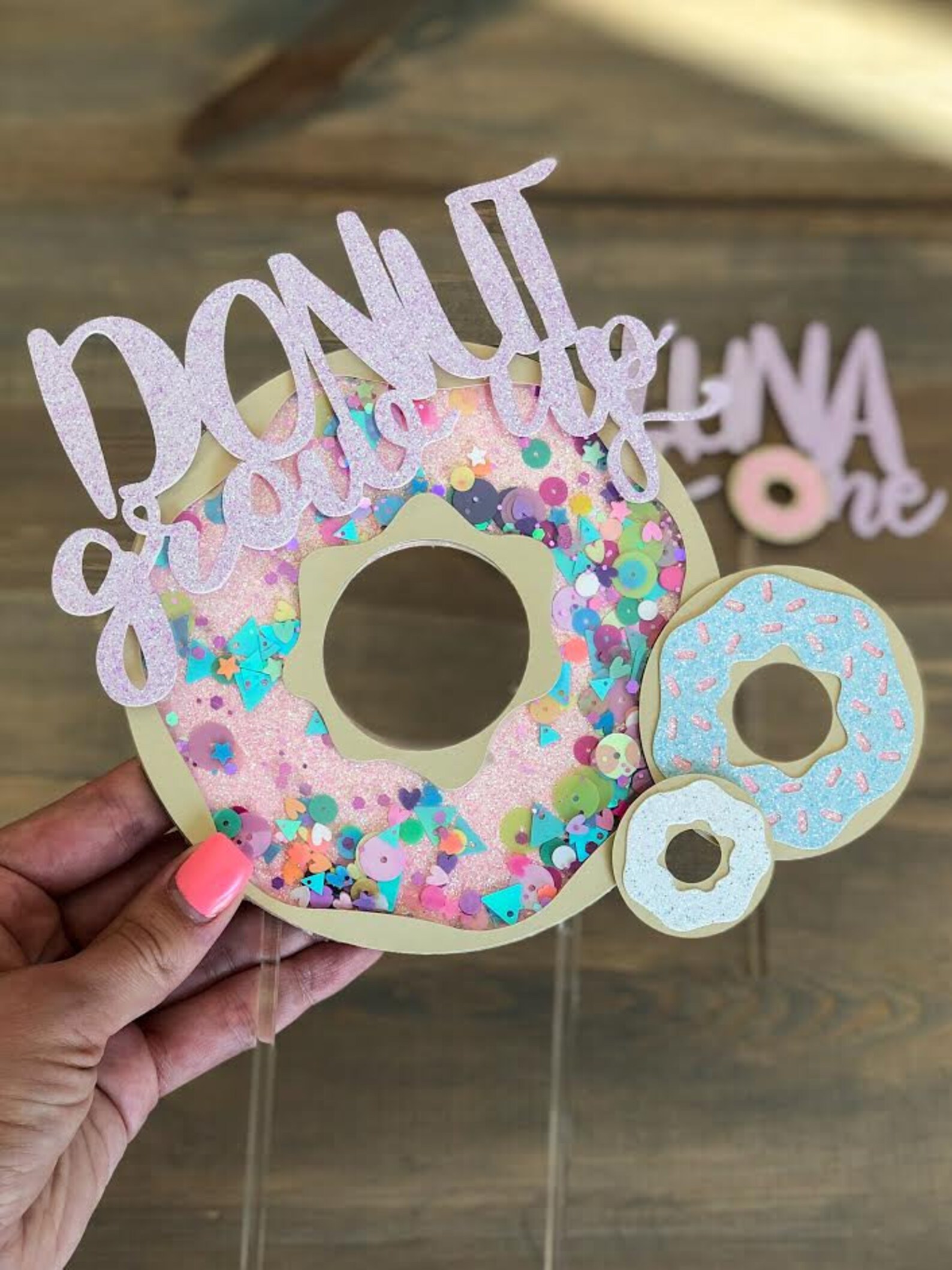 Donut Grow up Cake Topper Set Donut Cake Topper Donut Shaker Etsy