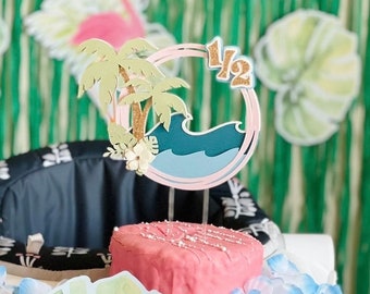 Boho beach cake topper, Beach cake topper, Boho beach party decor, The Big One Topper