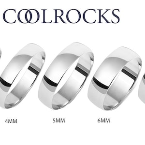 Platinum 950 Solid Traditional Court Wedding Ring, From 2mm - 8mm Widths, Classic Platinum Wedding Ring, Men's & Ladies, H - Z+2, Hallmarked
