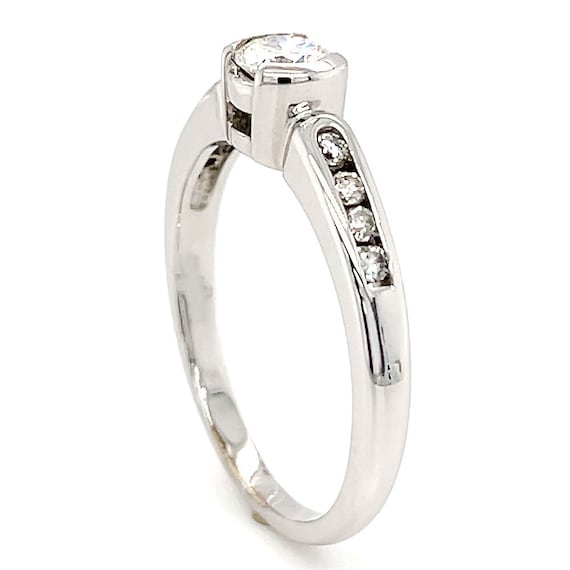 white gold dress rings uk Pre-owned 18ct Natural Diamond Solitaire With Channel Set Shoulders, Engagement/dress Ring Weight 0.51ct, Hallmark, Size N vintage white gold diamond ring