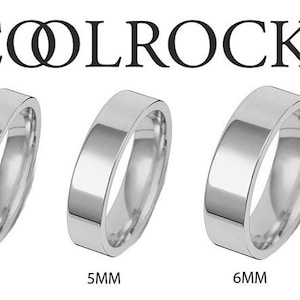 Platinum 950 Solid Flat Court Wedding Ring, Width 2mm - 8mm, Men&#39;s & Ladies Platinum Rings, Sizes H - Z+2, Handmade, Uk Hallmark, Flat Court