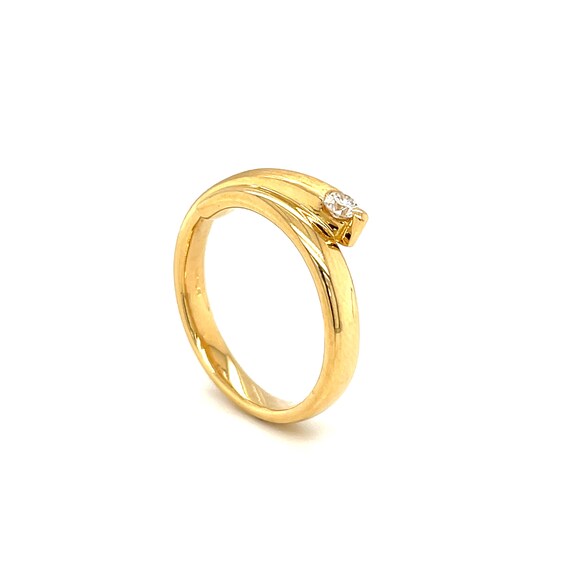 Pre owned 18ct Yellow Gold Wrap Style Round Brilliant Cut Diamond Wedding dress Ring 1 Princess Cut Diamond 0.15ct Hallmark Size N Etsy