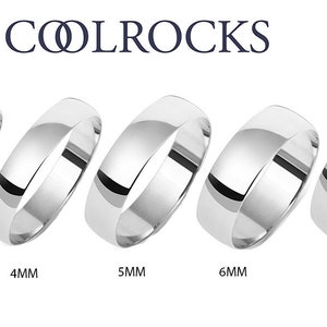 9ct White Gold Traditional Court Wedding Ring, Widths 2mm - 8mm, Sizes H-Z+2, Solid 9ct White Gold Wedding Ring, Handmade With UK Hallmark