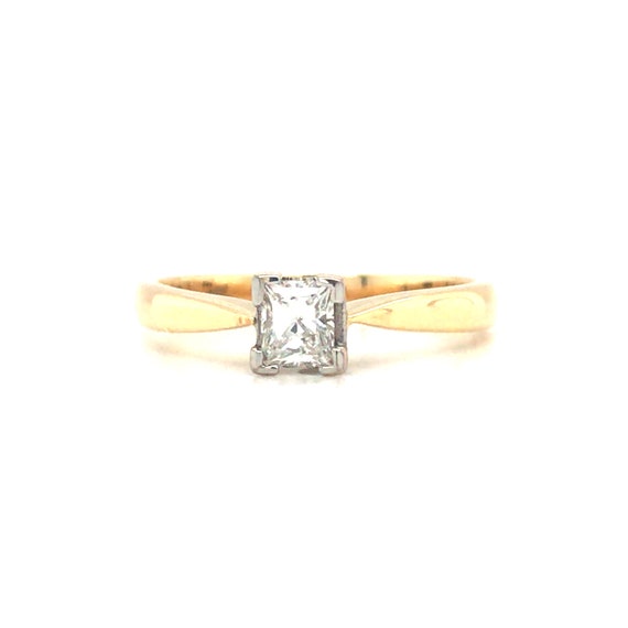 Rosalee Princess Moissanite 18k Yellow Gold Solitaire Ring – Lily Arkwright