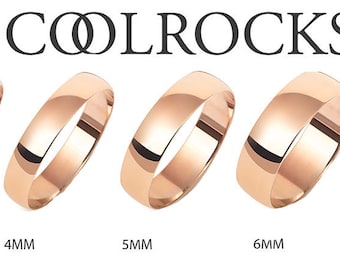Solid 9ct Rose Gold Traditional Court Wedding Ring From 2mm - 8mm Widths, Classic Wedding Ring, UK Hallmark, Sizes J - Z+3, Mens & Ladies
