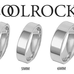 Solid 18ct White Gold Flat Court Wedding Ring From 2mm - 6mm Widths, Classic Wedding Ring, UK Hallmark, Sizes I - Z, Men&#39;s & Ladies
